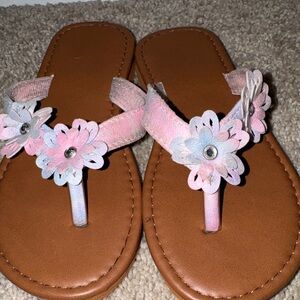 Floral Sandals with Pink and Blue Accents